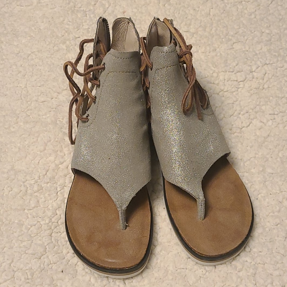 Otbt leather sandals size  6 and 1/2 silver